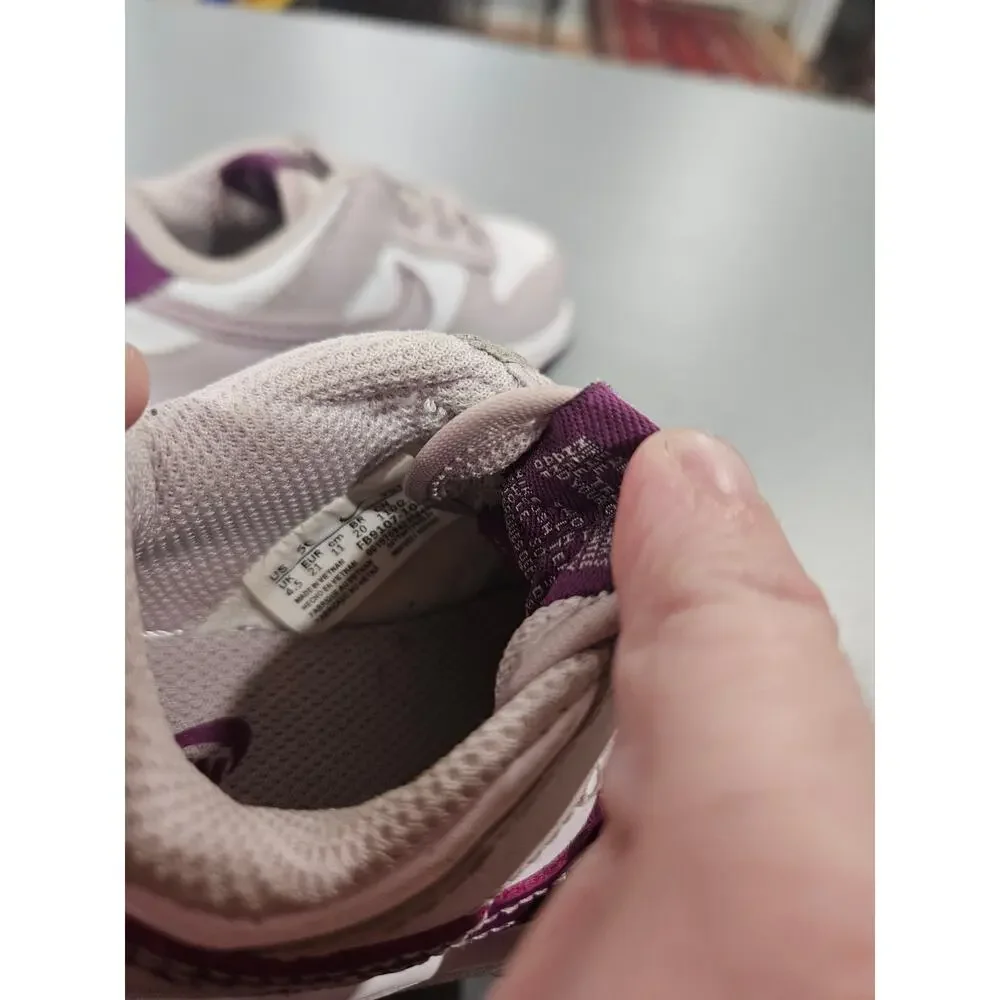 Nike Dunk Low TD Pink White Purple Toddler 5C Velcro Strap